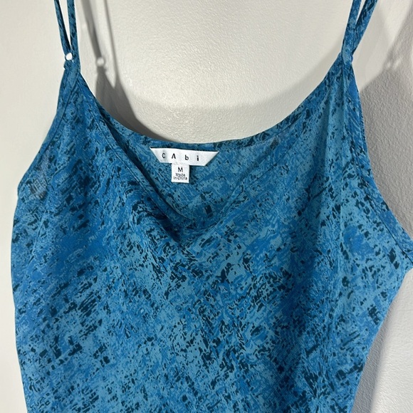 CAbi Brilliant Blue and Black Tank Top Spaghetti Strap Flowey Lightweight - Picture 2 of 5